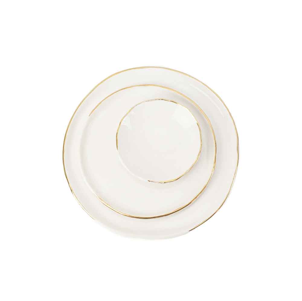 the-lime-tree-Teller-weiss-Goldrand-oben Ceramic plate ORO, small - white earthenware with gold rim
