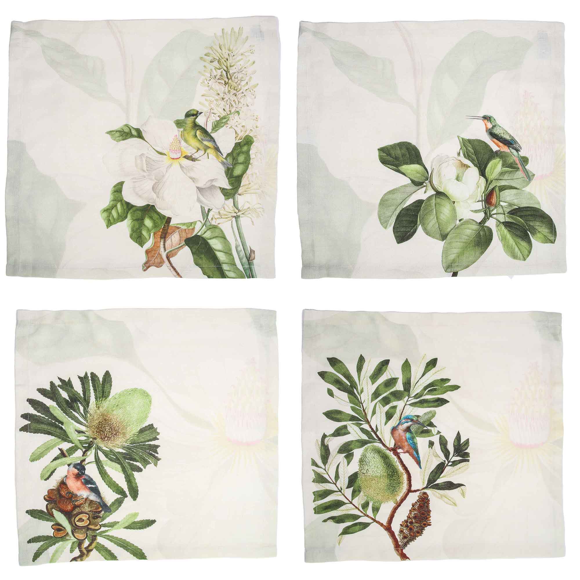 4er Set Leinenservietten MAGNOLIA