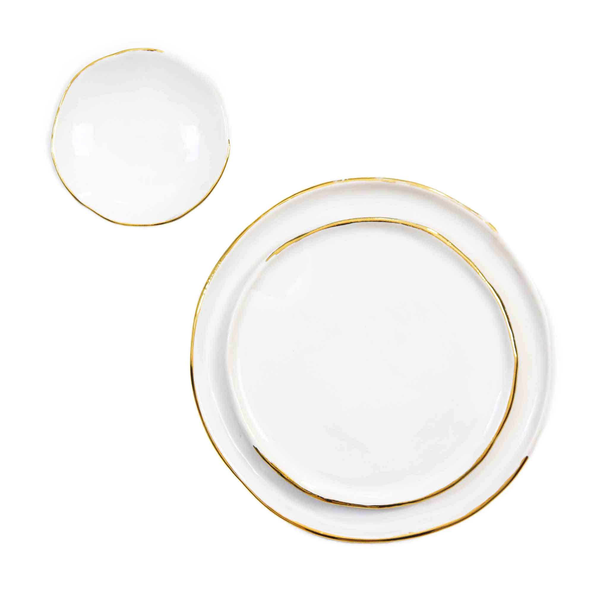 steingut-keramik-teller-weiss-goldrand-8 Ceramic plate ORO, small - white earthenware with gold rim