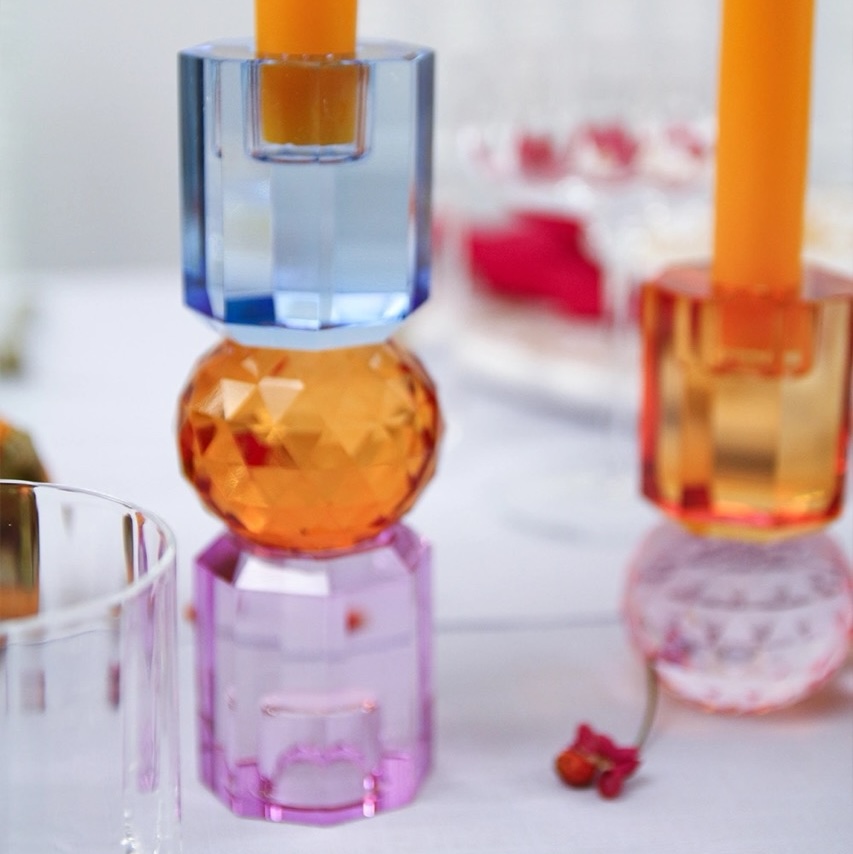 C'EST BON Candlestick - Violet | Cobalt | Amber, 6x6x16,5 C'EST BON Candlestick - Violet | Cobalt | Amber, 6x6x16,5