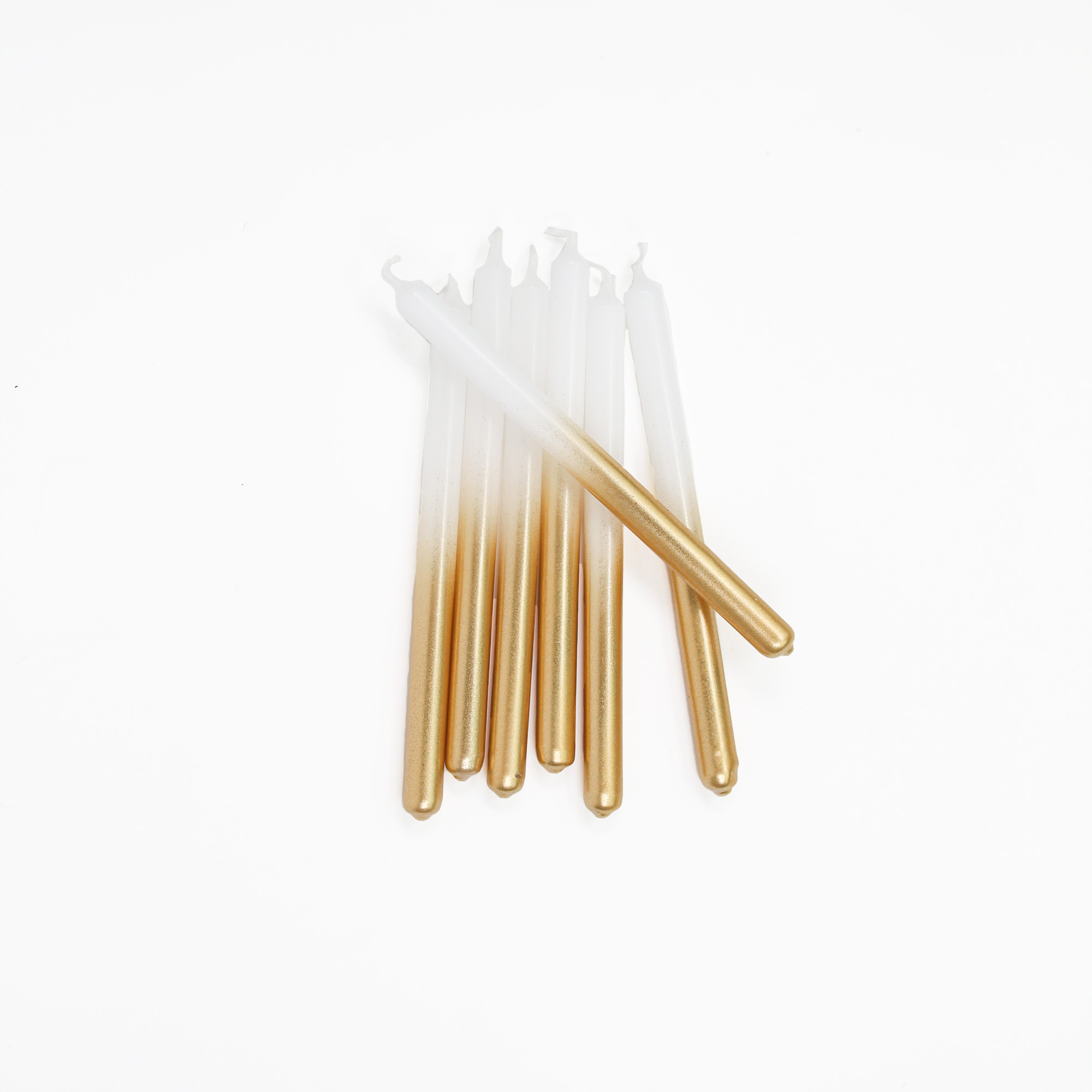 rustik-lys-dunne-stabkerzen-baumkerzen-weiss-gold-1 Thin stick candles/tree candles for Stoff Nagel candle holder - white-gold