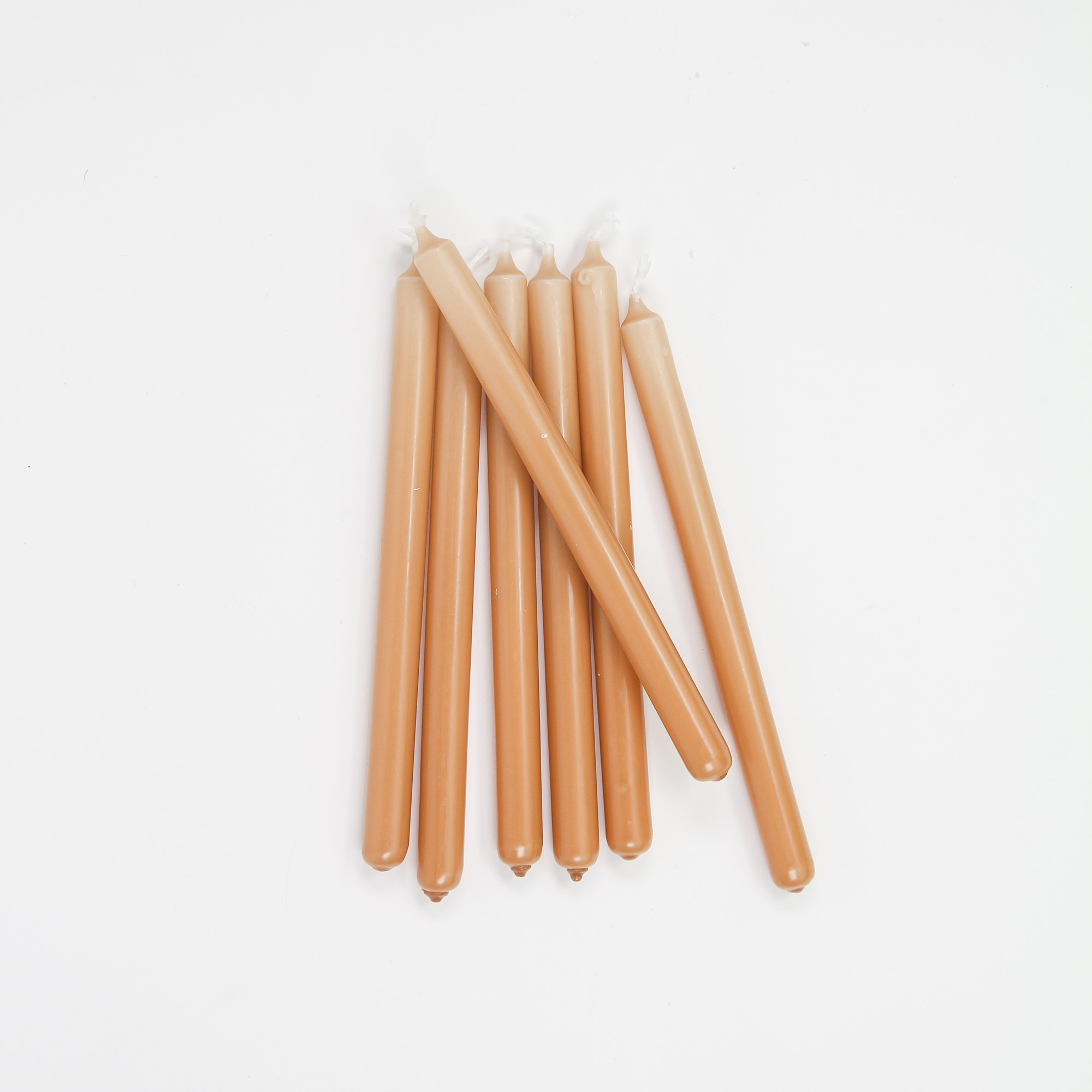 rustik-lys-dunne-stabkerzen-baumkerzen-natur Thin stick candles/tree candles for Stoff Nagel candle holder - caramel