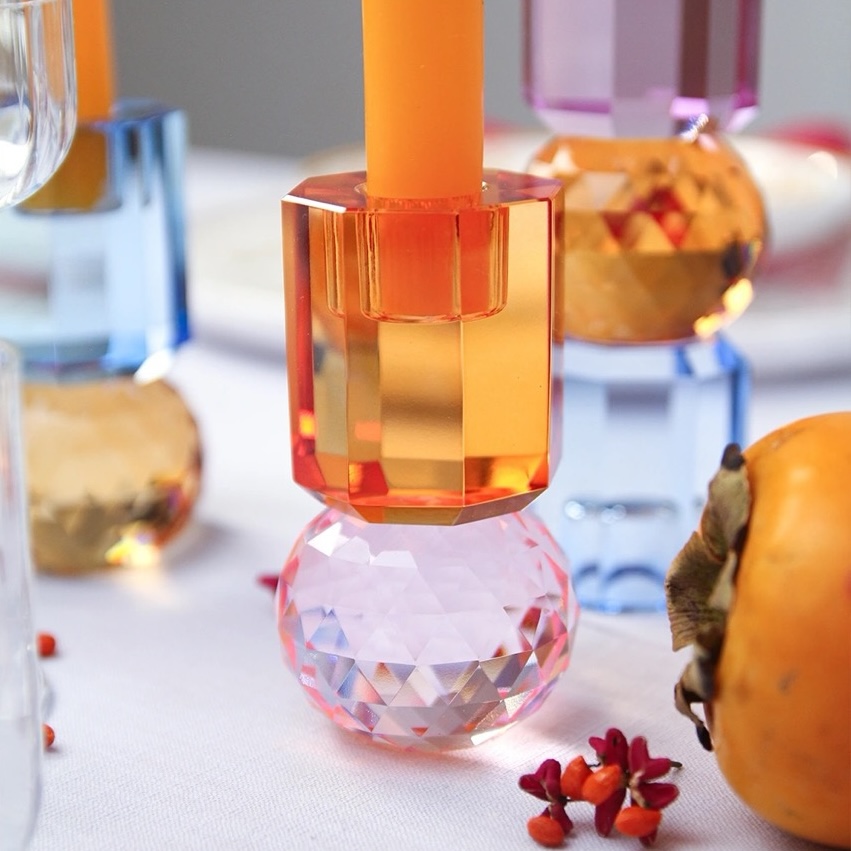 C'EST BON Candlestick - Pink | Amber, 6x6x10,5 C'EST BON Candlestick - Pink | Amber, 6x6x10,5