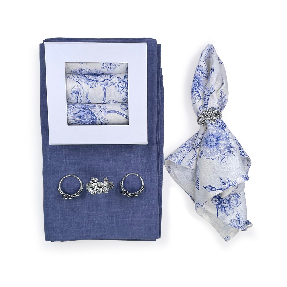 Silk-and-Linen Tischwaesche French Countryside Stahlblau Serviettenringe Silber Hortensie Bundle-1 Silk-and-Linen Tischwaesche French Countryside Stahlblau Serviettenringe Silber Hortensie Bundle-1