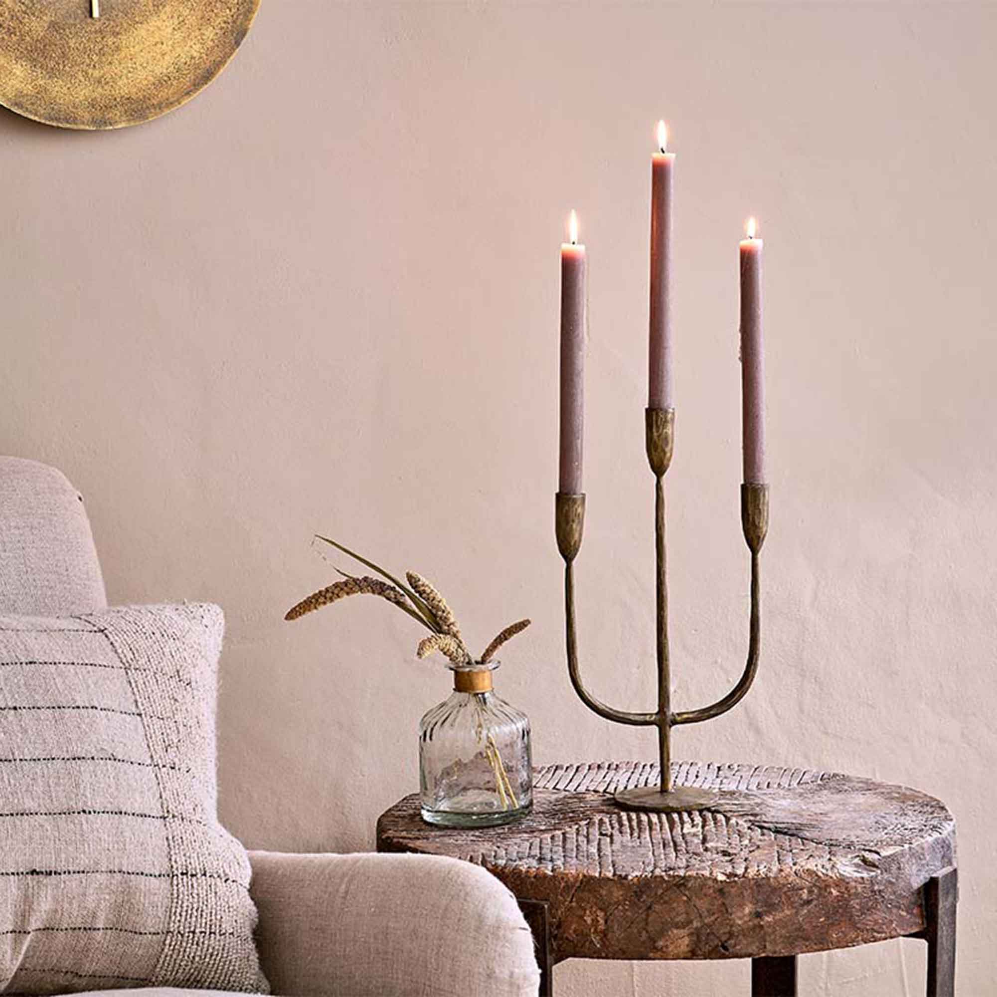 nkuku MBATA gold brass candelabra