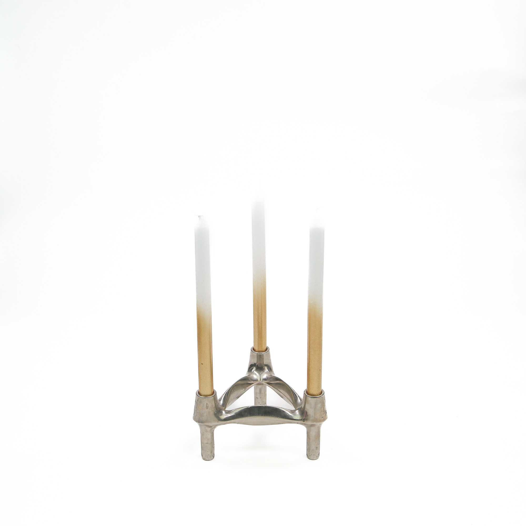 Thin stick candles/tree candles for Stoff Nagel candle holder - white-gold