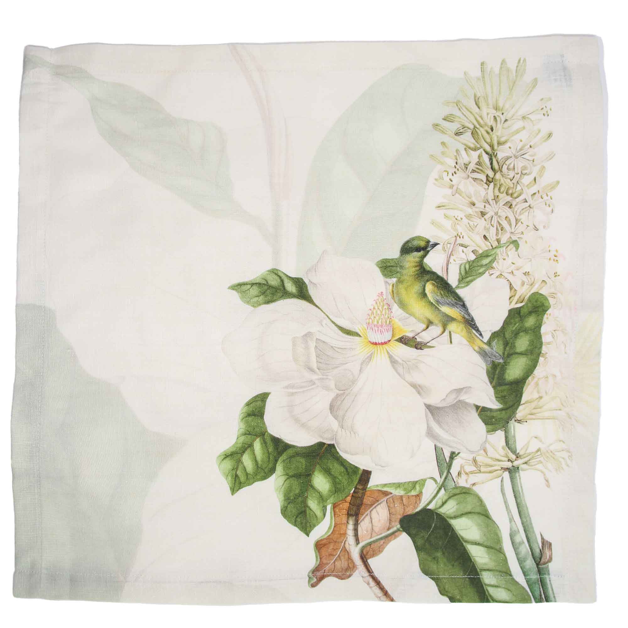 leinenservietten-bedruckt-magnolia-motiv-1 4er Set Leinenservietten MAGNOLIA