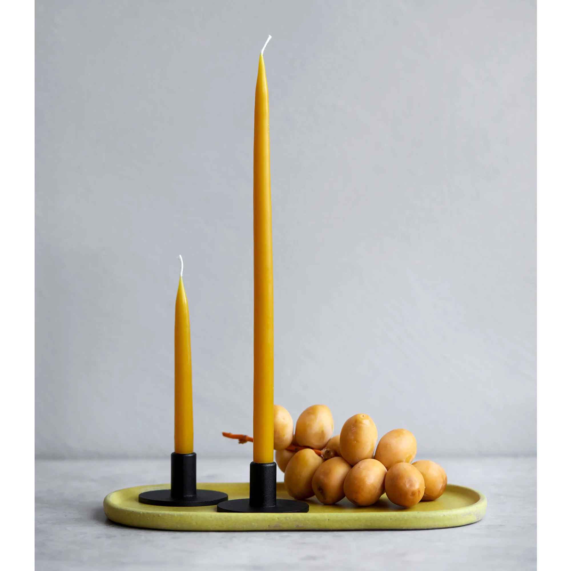Thin taper candles HONEY YELLOW | honey - color no. 69, 1.3 x 28 cm - 12 pcs.